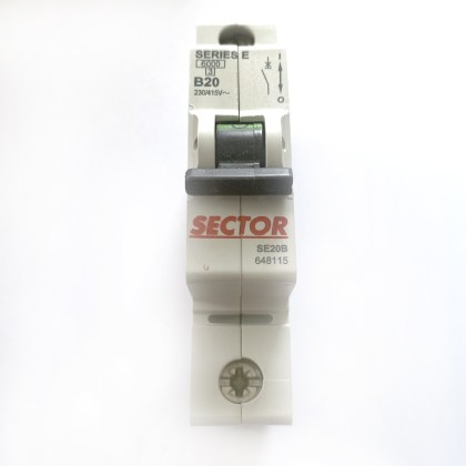 Sector Series E SE20B 648115 B20 20A 20 Amp MCB Circuit Breaker Type B